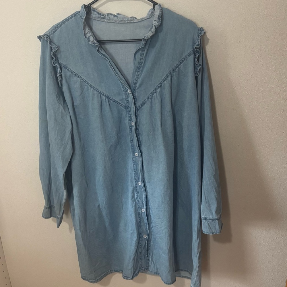 Women's Light Blue Denim Shirt Dress